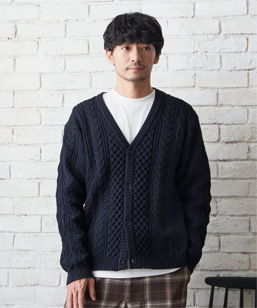 ikka(イッカ)の「【2点セット】らく軽ケーブルカーデインナーセット(カーディガン/ボレロ・メンズ・グレー/ネイビー・L/M/XL/S)」の3枚目の写真