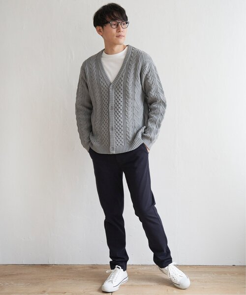 ikka(イッカ)の「【2点セット】らく軽ケーブルカーデインナーセット(カーディガン/ボレロ・メンズ・グレー/ネイビー・L/M/XL/S)」の10枚目の写真