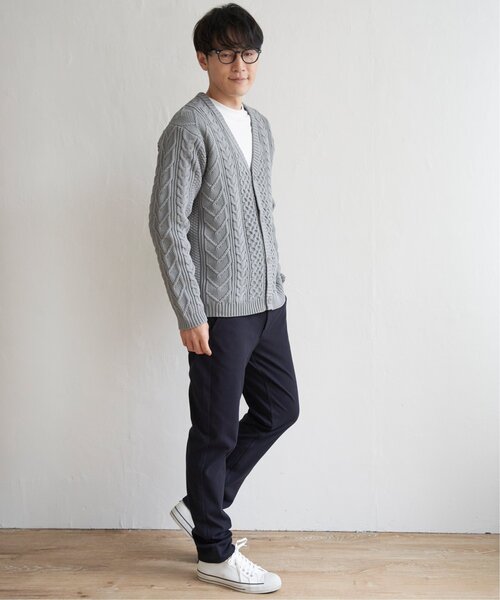 ikka(イッカ)の「【2点セット】らく軽ケーブルカーデインナーセット(カーディガン/ボレロ・メンズ・グレー/ネイビー・L/M/XL/S)」の11枚目の写真
