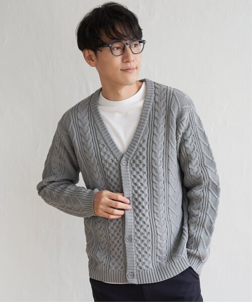 ikka(イッカ)の「【2点セット】らく軽ケーブルカーデインナーセット(カーディガン/ボレロ・メンズ・グレー/ネイビー・L/M/XL/S)」の14枚目の写真