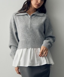 YECCA VECCA | ハーフZIPペプラムニット(ニット/セーター)