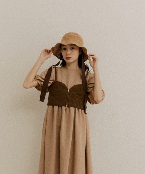 moi tytto（モイテュット）の「ジップ付きニットビスチェ（ベスト・レディース・ナチュラル/ベージュ/ブラウン・FREE）」の6枚目の写真