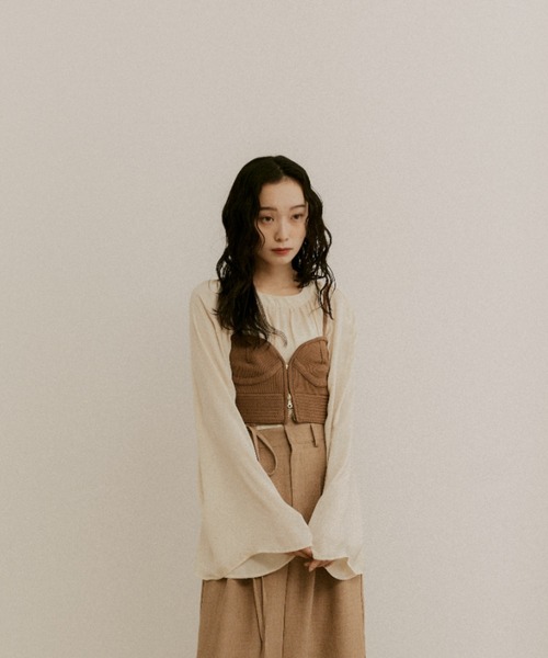 moi tytto（モイテュット）の「ジップ付きニットビスチェ（ベスト・レディース・ナチュラル/ベージュ/ブラウン・FREE）」の9枚目の写真