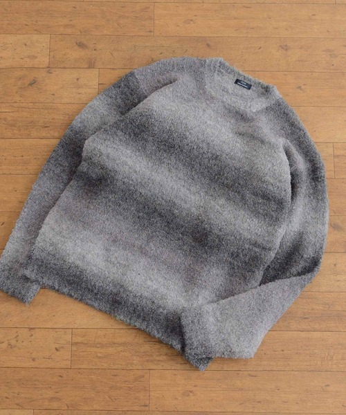 ITEMS URBANRESEARCH(アイテムズ アーバンリサーチ)の「スペースダイ ウール混ブークレニットプルオーバー(ニット/セーター・メンズ・グレー/ブルー/オレンジ・LARGE/MEDIUM)」の2枚目の写真