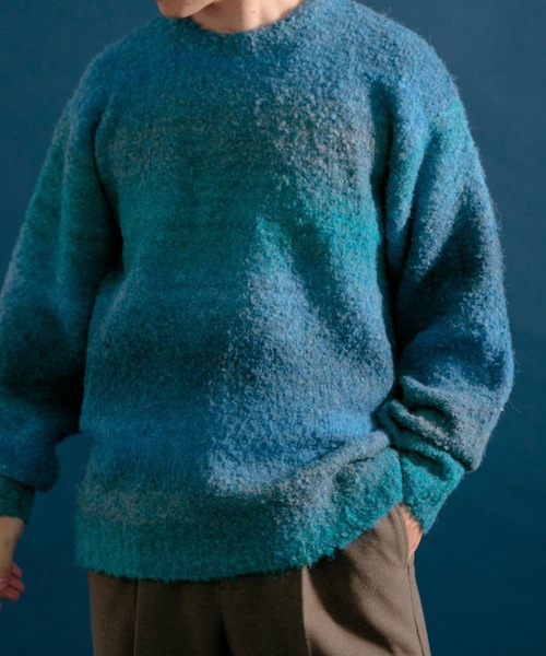 ITEMS URBANRESEARCH(アイテムズ アーバンリサーチ)の「スペースダイ ウール混ブークレニットプルオーバー(ニット/セーター・メンズ・グレー/ブルー/オレンジ・LARGE/MEDIUM)」の10枚目の写真
