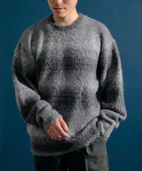 ITEMS URBANRESEARCH(アイテムズ アーバンリサーチ)の「スペースダイ ウール混ブークレニットプルオーバー(ニット/セーター・メンズ・グレー/ブルー/オレンジ・LARGE/MEDIUM)」の20枚目の写真