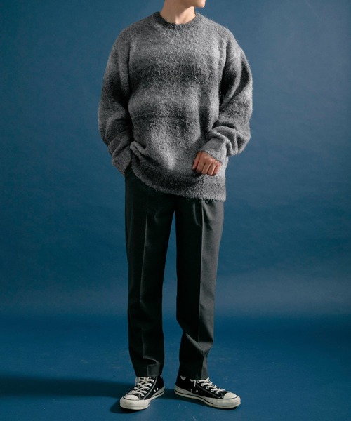 ITEMS URBANRESEARCH(アイテムズ アーバンリサーチ)の「スペースダイ ウール混ブークレニットプルオーバー(ニット/セーター・メンズ・グレー/ブルー/オレンジ・LARGE/MEDIUM)」の11枚目の写真