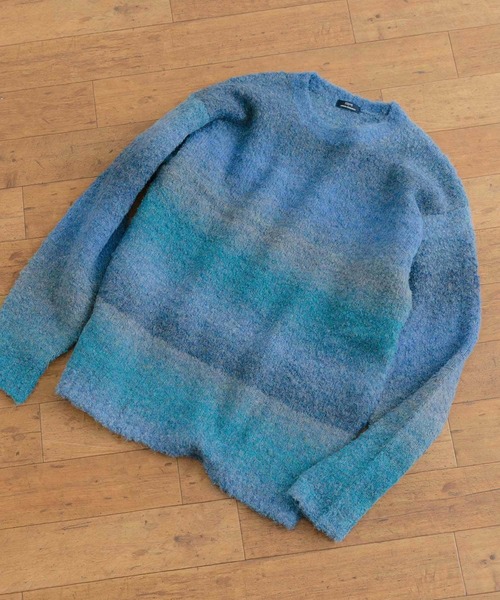 ITEMS URBANRESEARCH(アイテムズ アーバンリサーチ)の「スペースダイ ウール混ブークレニットプルオーバー(ニット/セーター・メンズ・グレー/ブルー/オレンジ・LARGE/MEDIUM)」の16枚目の写真