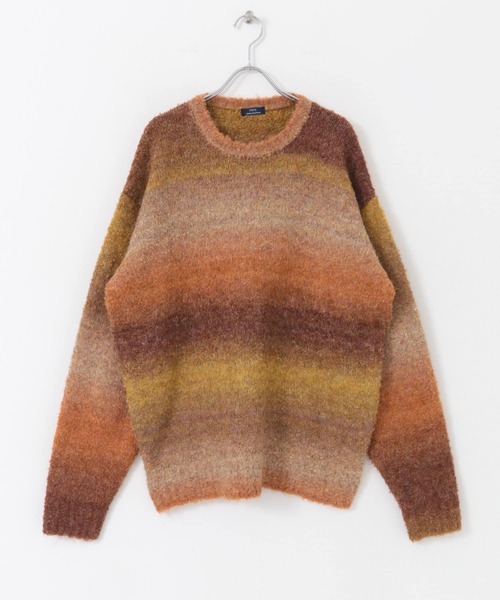 ITEMS URBANRESEARCH(アイテムズ アーバンリサーチ)の「スペースダイ ウール混ブークレニットプルオーバー(ニット/セーター・メンズ・グレー/ブルー/オレンジ・LARGE/MEDIUM)」の18枚目の写真