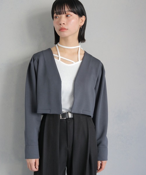 cheriella(シェリエラ)の「【cheriella】WEB限定タックパフスリーブジャケット WEB LIMITED TUCK PUFF SLEEVE JACKET(ノーカラージャケット・レディース・グレイッシュベージュ/グレイッシュブルー/チャコールグレー・M)」の10枚目の写真