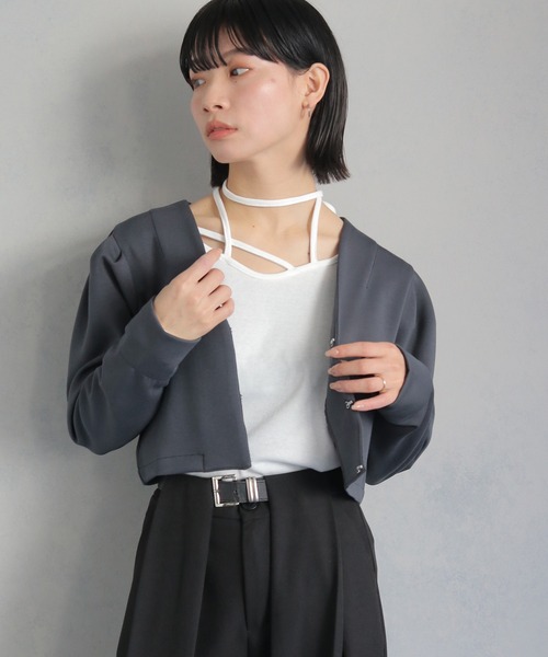 cheriella(シェリエラ)の「【cheriella】WEB限定タックパフスリーブジャケット WEB LIMITED TUCK PUFF SLEEVE JACKET(ノーカラージャケット・レディース・グレイッシュベージュ/グレイッシュブルー/チャコールグレー・M)」の11枚目の写真