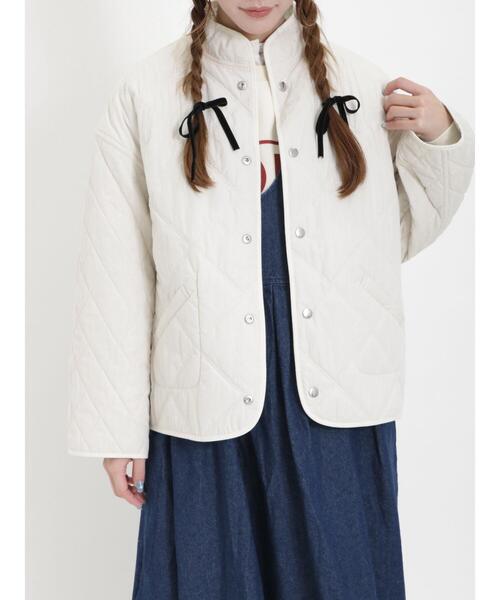 Samansa Mos2（サマンサ モスモス）の「ダイヤキルトリバーシブルジャケット（ノーカラージャケット・レディース・イエロー/ミント/ベージュ・F）」の7枚目の写真