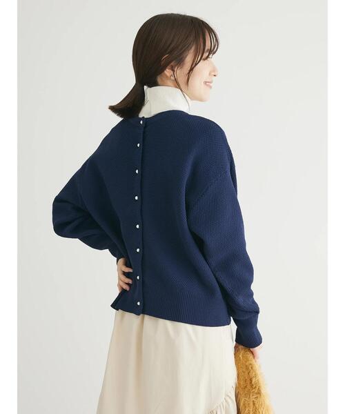 Green Parks(グリーンパークス)の「2way パール釦ニットプルオーバー(ニット/セーター・レディース・ダークネイビー/ベージュ/アイボリー/サックスブルー・FREE)」の6枚目の写真