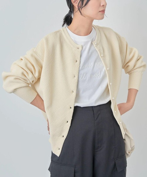 Green Parks(グリーンパークス)の「2way パール釦ニットプルオーバー(ニット/セーター・レディース・ダークネイビー/ベージュ/アイボリー/サックスブルー・FREE)」の1枚目の写真