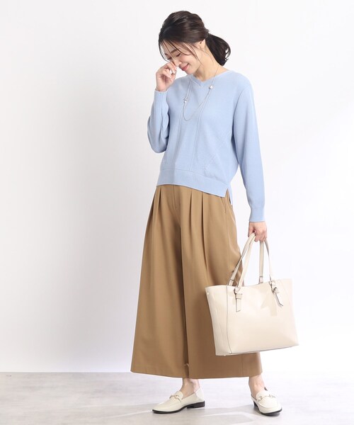 Reflect(リフレクト)の「◆【SALE/WEB限定カラーあり/洗える】ストレッチワイドクロップドパンツ(その他パンツ・レディース・キャメル/ネイビー/アイボリー/ライトグレー・11/09/07/05/13/15 /17)」の10枚目の写真