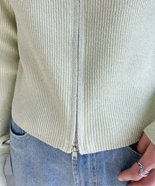 EPIMI E'PIMMY（エピミエピミー）の「【ハンドウォッシャブル】ダブルジップラメリブニット（ニット/セーター・レディース・オフホワイト/グレー/クリーム/ブラック・MEDIUM）」の15枚目の写真