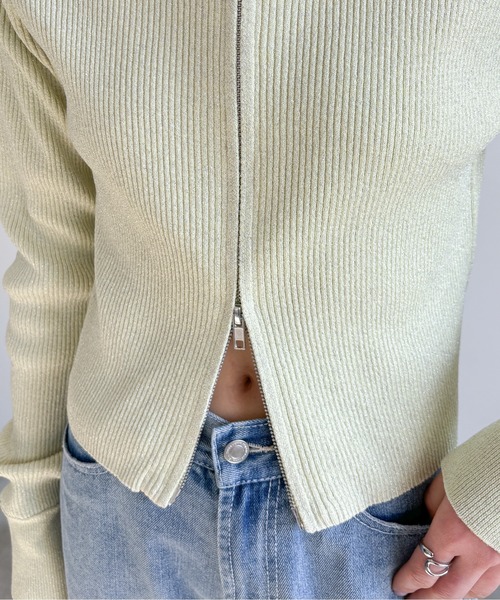 EPIMI E'PIMMY（エピミエピミー）の「【ハンドウォッシャブル】ダブルジップラメリブニット（ニット/セーター・レディース・オフホワイト/グレー/クリーム/ブラック・MEDIUM）」の16枚目の写真