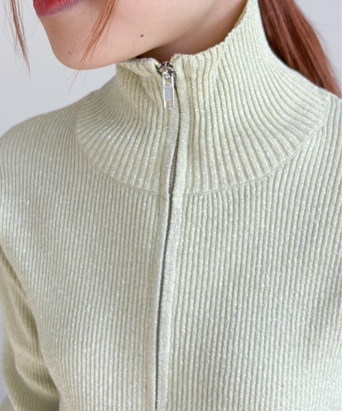 EPIMI E'PIMMY（エピミエピミー）の「【ハンドウォッシャブル】ダブルジップラメリブニット（ニット/セーター・レディース・オフホワイト/グレー/クリーム/ブラック・MEDIUM）」の13枚目の写真