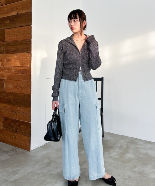 EPIMI E'PIMMY（エピミエピミー）の「【ハンドウォッシャブル】ダブルジップラメリブニット（ニット/セーター・レディース・オフホワイト/グレー/クリーム/ブラック・MEDIUM）」の20枚目の写真