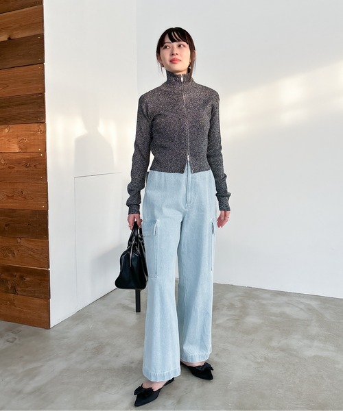 EPIMI E'PIMMY（エピミエピミー）の「【ハンドウォッシャブル】ダブルジップラメリブニット（ニット/セーター・レディース・オフホワイト/グレー/クリーム/ブラック・MEDIUM）」の19枚目の写真