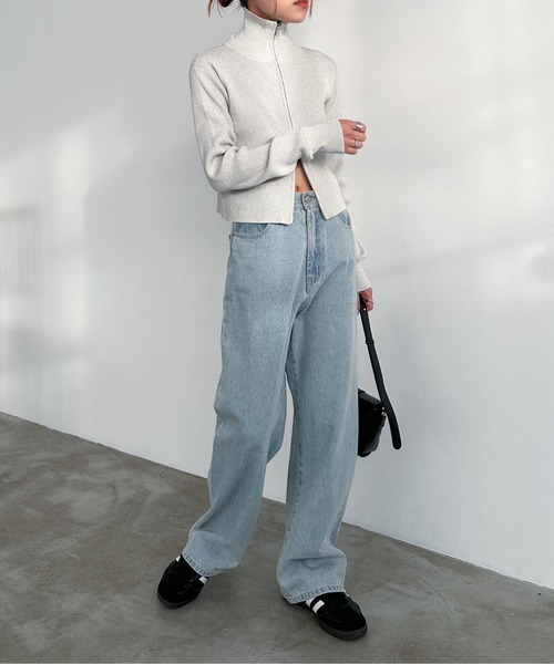 EPIMI E'PIMMY（エピミエピミー）の「【ハンドウォッシャブル】ダブルジップラメリブニット（ニット/セーター・レディース・オフホワイト/グレー/クリーム/ブラック・MEDIUM）」の18枚目の写真