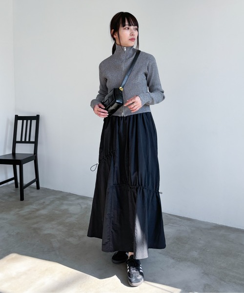 EPIMI E'PIMMY（エピミエピミー）の「【ハンドウォッシャブル】ダブルジップラメリブニット（ニット/セーター・レディース・オフホワイト/グレー/クリーム/ブラック・MEDIUM）」の6枚目の写真