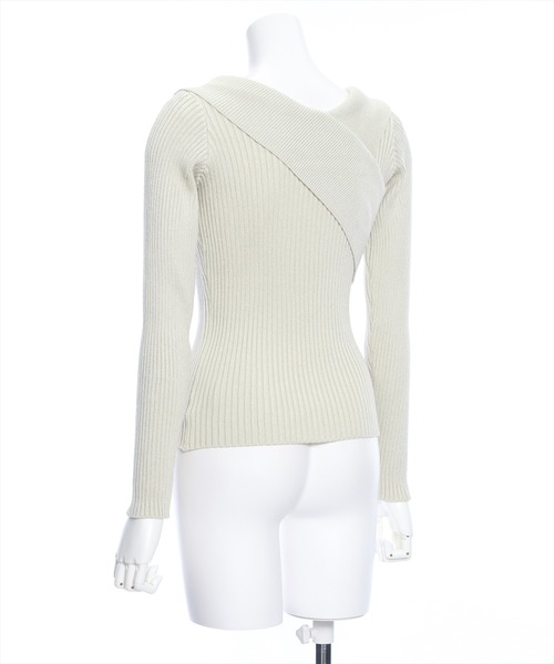 clear（クリア）の「アシンメトリークロスネックニットトップス[オフィスカジュアル 大人 フェミニン]≪再入荷≫（ニット/セーター・レディース・ミント/ピンク/ブラック/サックスブルー/オフホワイト・F）」の16枚目の写真