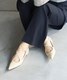 LE TALON | ポインテッドクロスハートストラップフラット(その他シューズ)