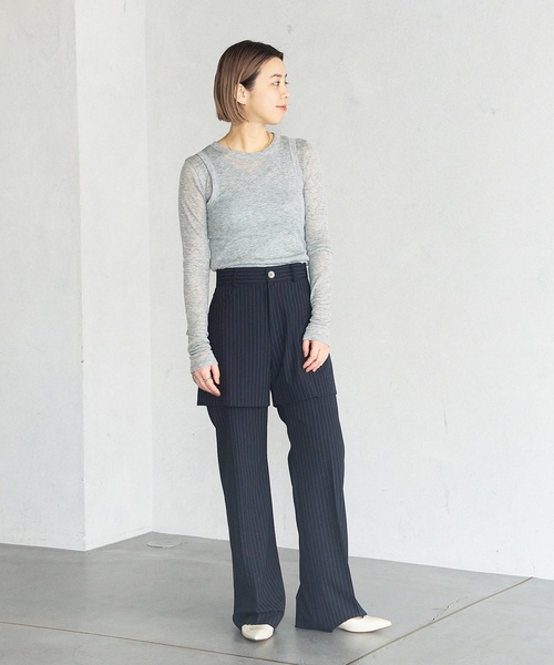 LE TALON(ルタロン)の「ポインテッドクロスハートストラップフラット(その他シューズ・レディース・アイボリー/ブラックミックス・22.5cm/23cm/23.5cm/24cm/25cm/22cm/24.5cm)」の3枚目の写真