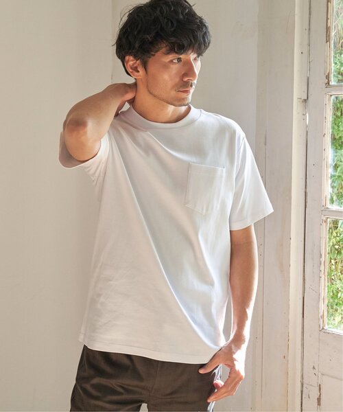 【コットンシルケット】ポンチ クルーネック Tシャツ SPU tシャツ 「セットアップ対応」コットンポンチクルーネック