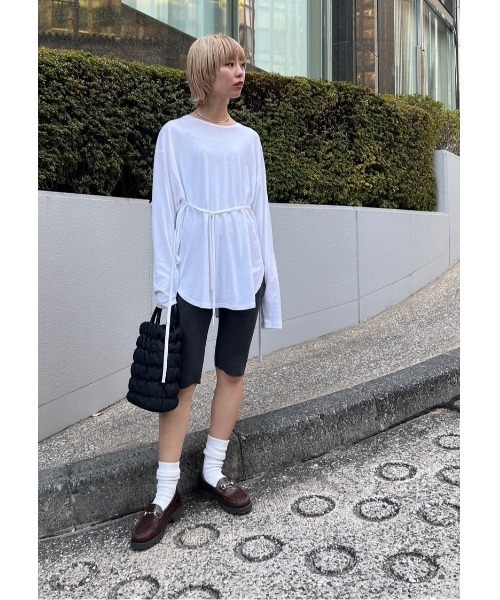 BLACK BY MOUSSY(ブラックバイマウジー)の「tereko half leggings(テレコハーフレギンス)(レギンス/スパッツ・レディース・チャコールグレー/ブラック/カーキ・FREE)」の5枚目の写真