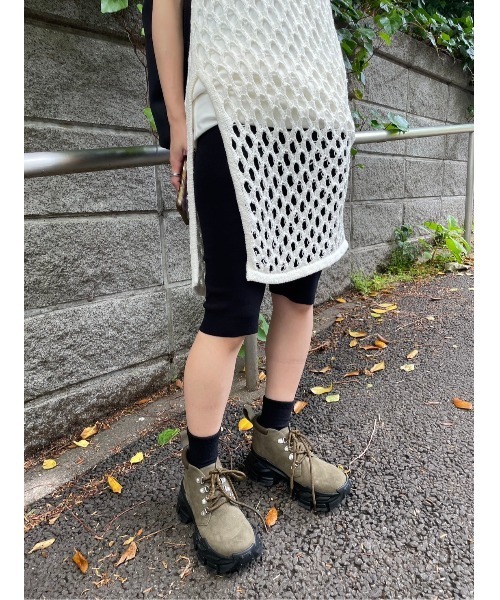 BLACK BY MOUSSY(ブラックバイマウジー)の「tereko half leggings(テレコハーフレギンス)(レギンス/スパッツ・レディース・チャコールグレー/ブラック/カーキ・FREE)」の16枚目の写真