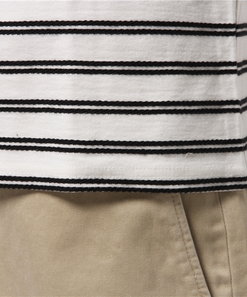 HARE(ハレ)の「ロープボーダーカットソー(HARE) (Tシャツ/カットソー・メンズ・オフホワイト/ブラック/カーキ・SMALL/MEDIUM)」の10枚目の写真