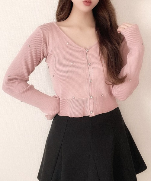 Ada.(エイダ)の「ビジュー ニット Vネック カーディガン(カーディガン/ボレロ・レディース・ピンク/アイボリー/ブラック・FREE)」の13枚目の写真