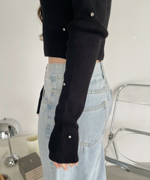 Ada.(エイダ)の「ビジュー ニット Vネック カーディガン(カーディガン/ボレロ・レディース・ピンク/アイボリー/ブラック・FREE)」の18枚目の写真