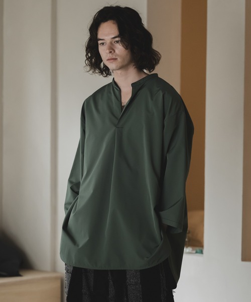 CASPER JOHN（キャスパージョン）の「Back dobby skipper T-shirts/バックドビースキッパーTシャツ（Tシャツ/カットソー・メンズ・カーキ/ブラック/アイボリー・LARGE/MEDIUM/SMALL/X-SMALL）」の3枚目の写真