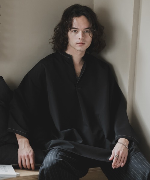 CASPER JOHN（キャスパージョン）の「Back dobby skipper T-shirts/バックドビースキッパーTシャツ（Tシャツ/カットソー・メンズ・カーキ/ブラック/アイボリー・LARGE/MEDIUM/SMALL/X-SMALL）」の2枚目の写真