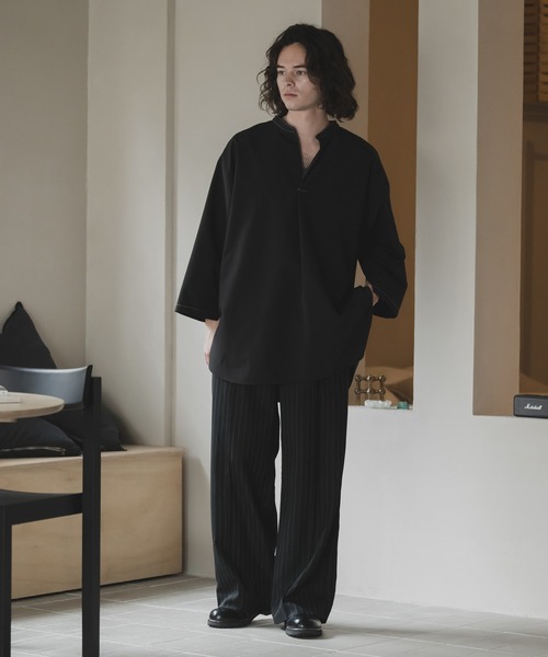 CASPER JOHN（キャスパージョン）の「Back dobby skipper T-shirts/バックドビースキッパーTシャツ（Tシャツ/カットソー・メンズ・カーキ/ブラック/アイボリー・LARGE/MEDIUM/SMALL/X-SMALL）」の12枚目の写真