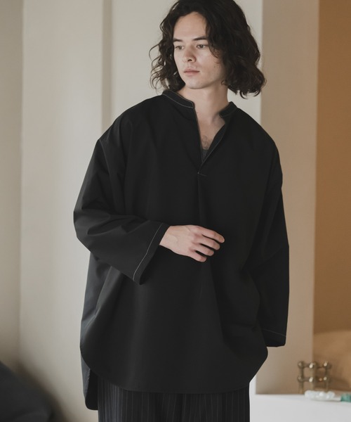 CASPER JOHN（キャスパージョン）の「Back dobby skipper T-shirts/バックドビースキッパーTシャツ（Tシャツ/カットソー・メンズ・カーキ/ブラック/アイボリー・LARGE/MEDIUM/SMALL/X-SMALL）」の5枚目の写真