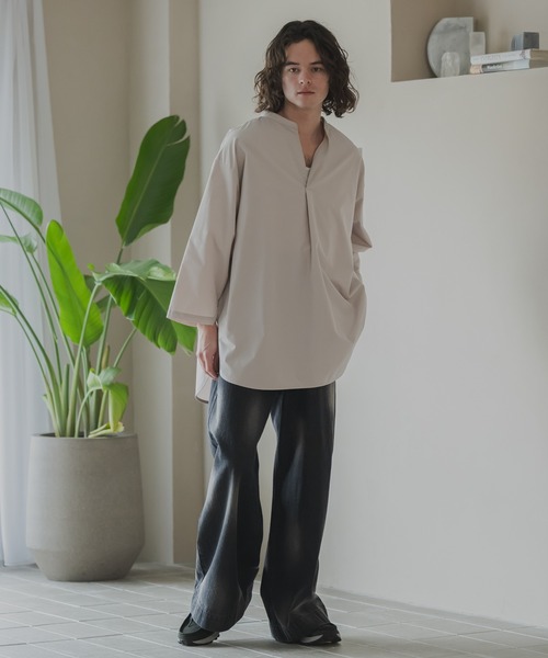 CASPER JOHN（キャスパージョン）の「Back dobby skipper T-shirts/バックドビースキッパーTシャツ（Tシャツ/カットソー・メンズ・カーキ/ブラック/アイボリー・LARGE/MEDIUM/SMALL/X-SMALL）」の18枚目の写真