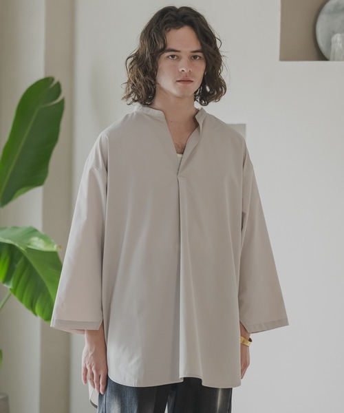 CASPER JOHN（キャスパージョン）の「Back dobby skipper T-shirts/バックドビースキッパーTシャツ（Tシャツ/カットソー・メンズ・カーキ/ブラック/アイボリー・LARGE/MEDIUM/SMALL/X-SMALL）」の14枚目の写真