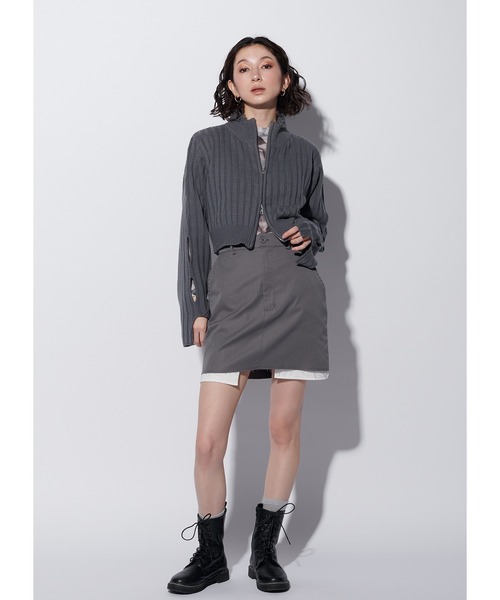 Adoon plain（アドーンプレーン）の「ジップショートニット / ss（ニット/セーター・レディース・サックスブルー/ブラック/グレー・FREE）」の11枚目の写真