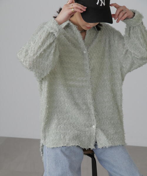 FREE'S MART（フリーズマート）の「フェザージャガードビッグシャツ（シャツ/ブラウス・レディース・ライトグリーン/ホワイト/ブラック・FREE）」の6枚目の写真