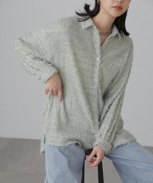 FREE'S MART（フリーズマート）の「フェザージャガードビッグシャツ（シャツ/ブラウス・レディース・ライトグリーン/ホワイト/ブラック・FREE）」の7枚目の写真