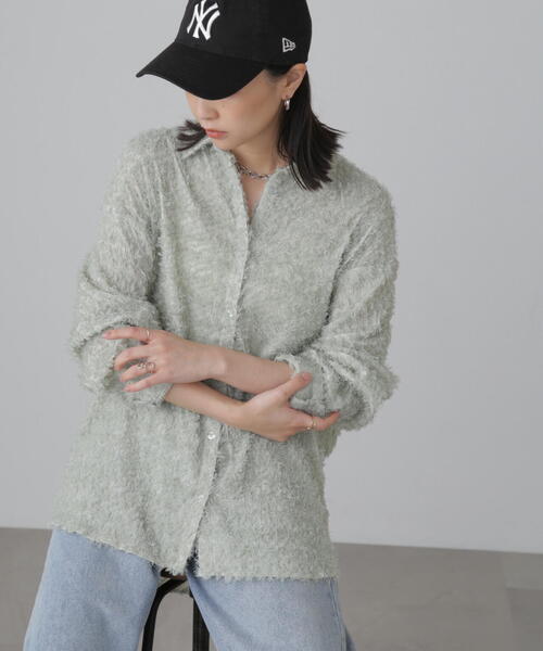 FREE'S MART（フリーズマート）の「フェザージャガードビッグシャツ（シャツ/ブラウス・レディース・ライトグリーン/ホワイト/ブラック・FREE）」の9枚目の写真