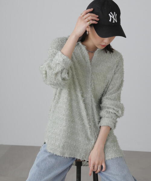 FREE'S MART（フリーズマート）の「フェザージャガードビッグシャツ（シャツ/ブラウス・レディース・ライトグリーン/ホワイト/ブラック・FREE）」の10枚目の写真