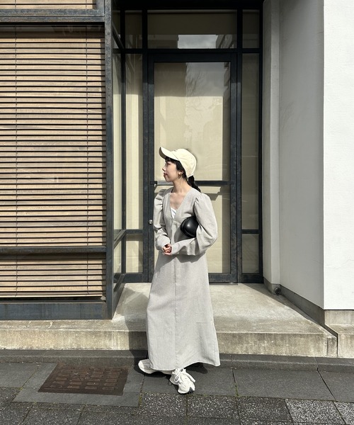 lawgy(ラウジー)の「v shoulder puff check op / vショルダーパフチェックワンピ(ワンピース・レディース・ホワイト/ベージュ・FREE)」の8枚目の写真