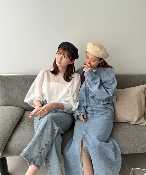 DISCOAT（ディスコート）の「配色ステッチベレー（ハンチング/ベレー帽・レディース・ベージュ/ブラック・FREE）」の15枚目の写真