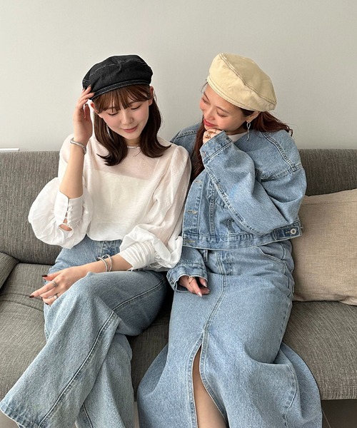 DISCOAT（ディスコート）の「配色ステッチベレー（ハンチング/ベレー帽・レディース・ベージュ/ブラック・FREE）」の14枚目の写真