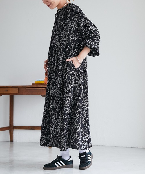 un dix cors（アンディコール）の「線画フラワープリントワンピース（ワンピース・レディース・ホワイト/ブラック・FREE）」の22枚目の写真